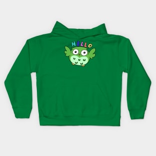 Hello Green Owl Kids Hoodie